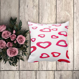 Moderne, rote und weiße Valentinherzen Kissen
