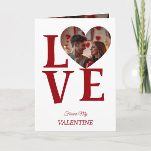 Moderne rote Valentinstag Fotokarte Karte
