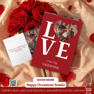 Moderne rote Valentinstag-Postkarte Karte