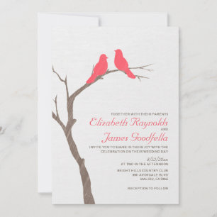 Moderne Rote Vögel Hochzeitseinladungen Einladung