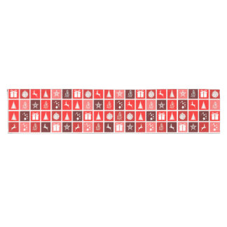 Moderne rote Weihnachts-Gitterstruktur Minimalisti Kurzer Tischläufer