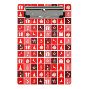 Moderne rote Weihnachts-Gitterstruktur Minimalisti Mini Klemmbrett