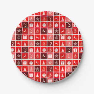 Moderne rote Weihnachts-Gitterstruktur Minimalisti Pappteller