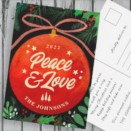 Moderne Rote Weihnachtsballen Ornament Botanisch Feiertagspostkarte