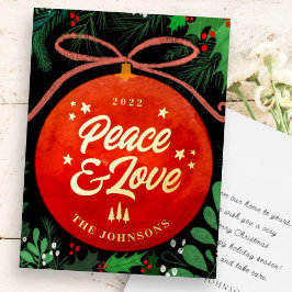 Moderne Rote Weihnachtsballen Ornament Botanisch Folien Feiertagskarte