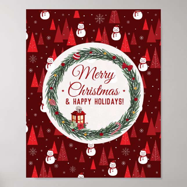 Moderne, rote Weihnachtsfeiertage Poster (Vorne)