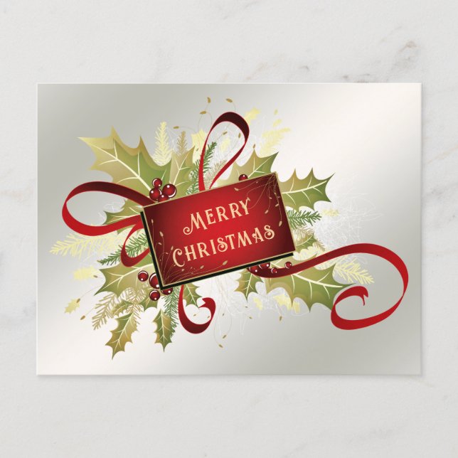 Moderne rote Weihnachtsferien Postkarte (Vorderseite)