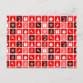 Moderne rote Weihnachtsgitterstruktur Minimalist Postkarte
