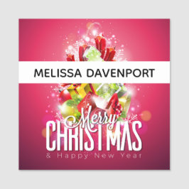 Moderne rote Weihnachtsgrafik Namensschild