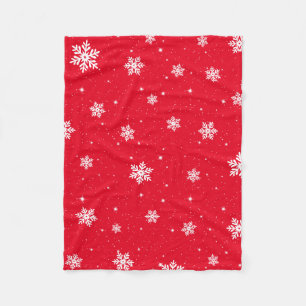 Moderne rote Weihnachtssterne Schneeflocken Muster Fleecedecke
