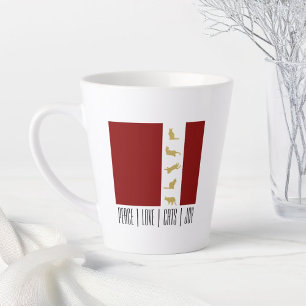 Moderne rote weiße goldene Weihnachtskatze Milchtasse