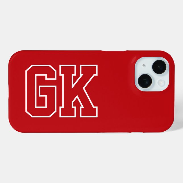 Moderne rote weiße Monogramm-Initialen Case-Mate iPhone Hülle (Rückseite (Horizontal))