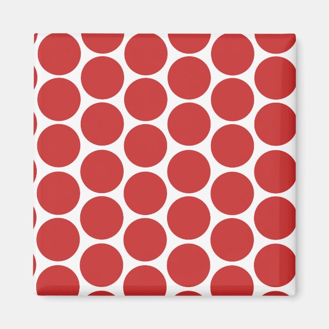 MODERNE ROTE, WEISSE POLKA-DOPPEN MAGNET (Vorne)