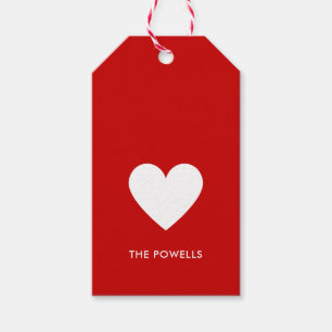 Moderne, rote, weiße Preppy Streifen Personalisier Geschenkanhänger