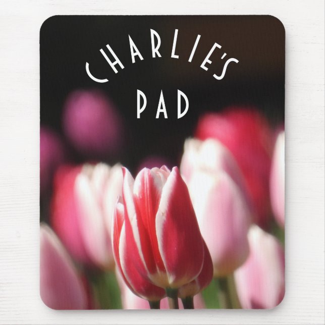 Moderne rote, weiße und rosa Tulpen Mousepad (Vorne)