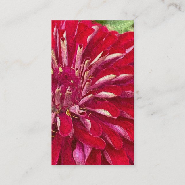 Moderne rote Zinnias Visitenkarte (Vorderseite)