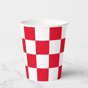 Moderne roter kroatischer Schachbrett Papier Cups Pappbecher