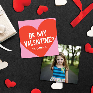 Moderne Rotes Herz Valentins Klassenzimmer Fotokar Mitteilungskarte