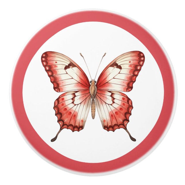 Moderne Rotschmetterlingsknöchel Keramikknauf (Vorderseite)