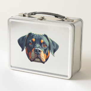 Moderne Rottweiler-Porträt � Fetter Vektor-Stil Hu Metall Brotdose
