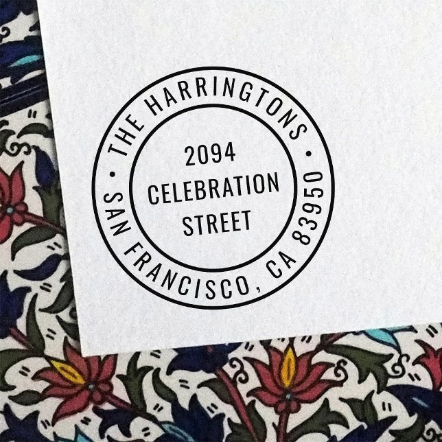 Moderne Round Family Name Rücksendeadresse Permastempel (Von Creator hochgeladen)