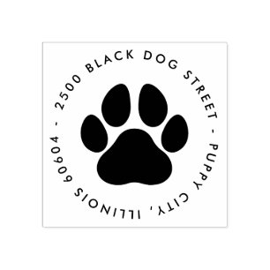 Moderne Round Pet Lover Paw Print Rücksendeadress Gummistempel