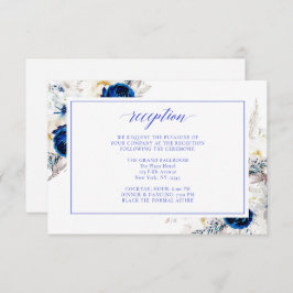 Moderne Royal Blue Floral Wedding Card Dankeskarte