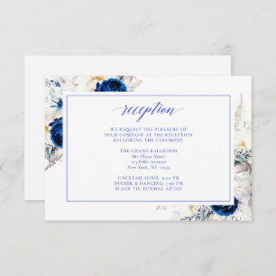 Moderne Royal Blue Floral Wedding Card Dankeskarte