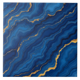 Moderne Royal Blue Gold Marble Collection Fliese
