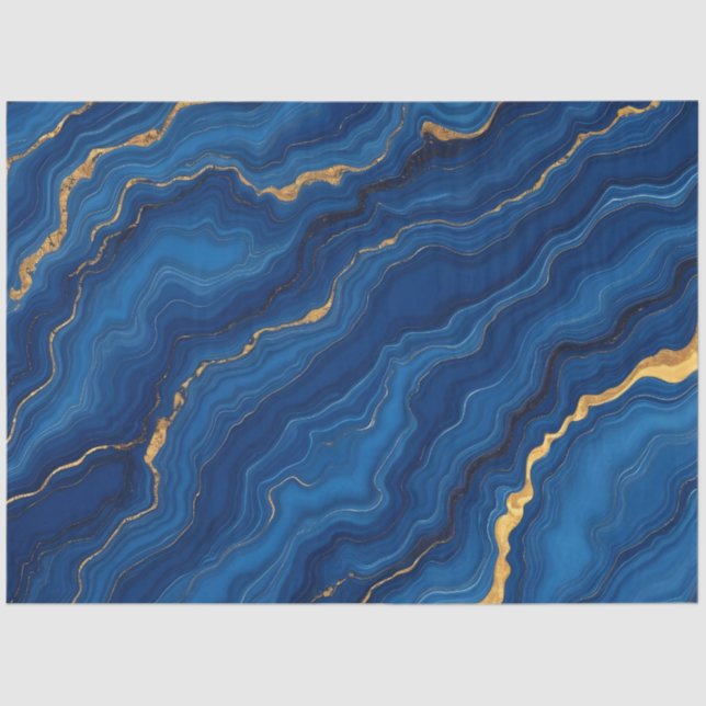 Moderne Royal Blue Gold Marble Collection Seidenpapier (Vorderseite)