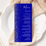Moderne Royal Blue Silver Glitzer Edge Wedding Menükarte<br><div class="desc">Die links Seite dieses eleganten,  modernen Hochzeitsmenüs besticht durch ein silbernes Imitat-Glitzer-Design. Der anpassbare Text kombiniert weiße Handschrift,  Copperplate und kursiv Schriftart auf einem königsblauen Hintergrund. Die Rückseite ist mit einem Blau- und Silbermotiv-Design ausgestattet.</div>