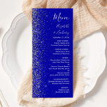 Moderne Royal Blue Silver Glitzer Edge Wedding Menükarte<br><div class="desc">Die links Seite dieses eleganten,  modernen Hochzeitsmenüs besticht durch ein silbernes Imitat-Glitzer-Design. Der anpassbare Text kombiniert weiße Handschrift,  Copperplate und kursiv Schriftart auf einem königsblauen Hintergrund. Auf der Rückseite ist ein passendes königsblau-silberfarbenes Glitzer-Design.</div>
