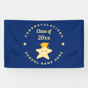Moderne Royal Blue und Gold Abschluss Star Banner