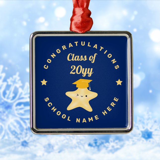 Moderne Royal Blue und Gold Abschluss Star Ornament Aus Metall (Von Creator hochgeladen)