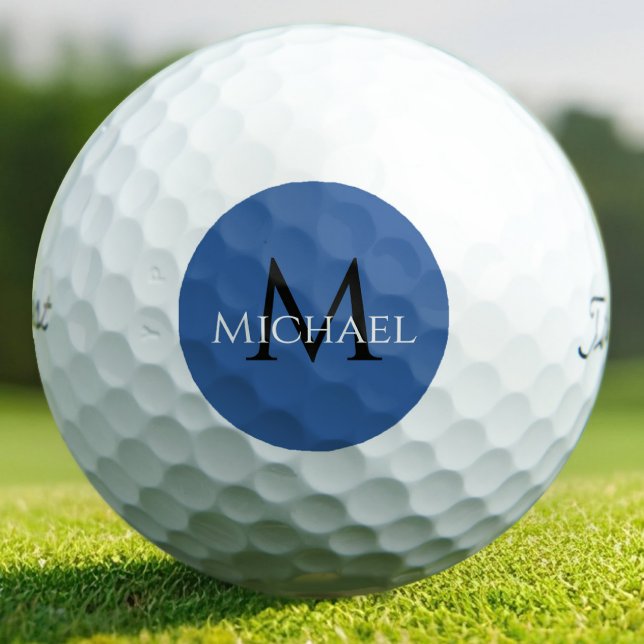 Moderne Royalblaue Monogramm-Anfertigung Golfball (Von Creator hochgeladen)