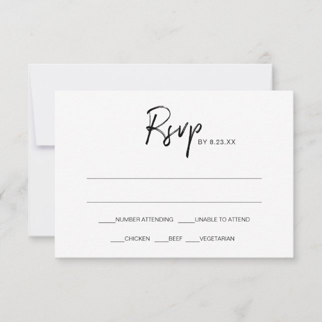 Moderne RSVP-Antwortkarte für Hochzeiten | Schwarz Einladung (Vorderseite)