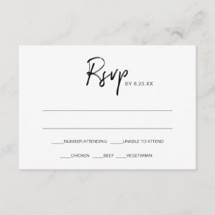 Moderne RSVP-Antwortkarte für Hochzeiten Schwarz Einladung