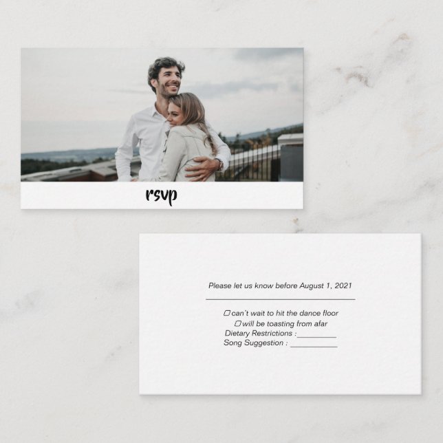 Moderne Rsvp Card für kundenspezifisches Foto Begleitkarte (Vorne/Hinten)