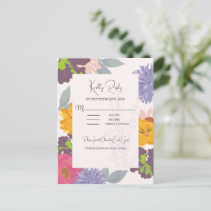 Moderne RSVP-Karte für Abstrakte Blumenhochzeit Postkarte