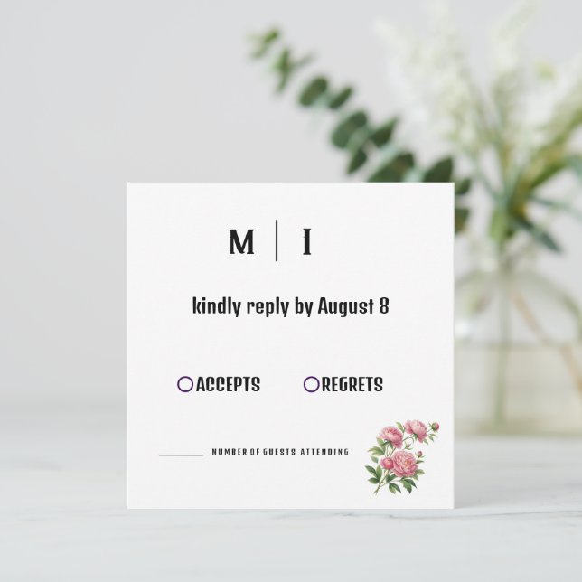 Moderne RSVP-Karte für Blumenhochzeiten (Stehend Vorderseite)