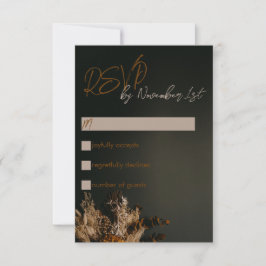 Moderne RSVP-Karte für Boho Dark Rustic Floral Wed RSVP Karte