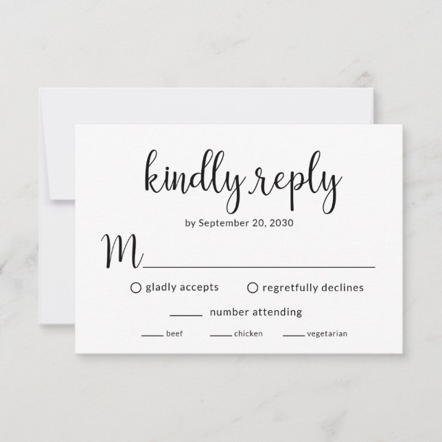 Moderne RSVP-Karte für die Hochzeitsempfehlung RSVP Karte (Vorderseite)
