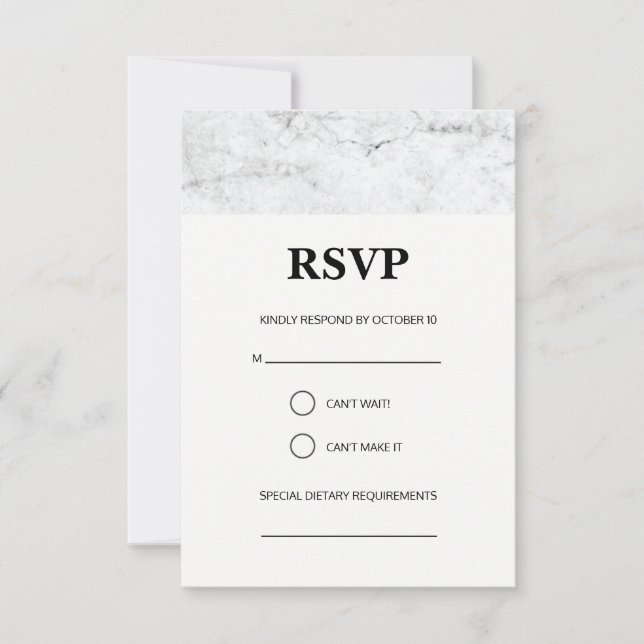 Moderne RSVP-Karte für Hochzeit in Marmor RSVP Karte (Vorderseite)