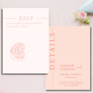 Moderne RSVP-Karte für Hochzeiten - rosafarbener Q Begleitkarte