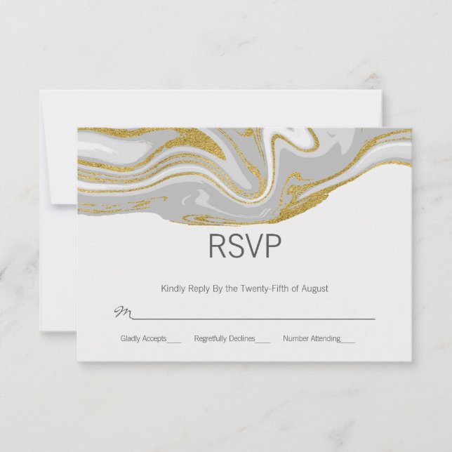 Moderne RSVP-Karte für Marmor und Gold-Hochzeiten RSVP Karte (Vorderseite)