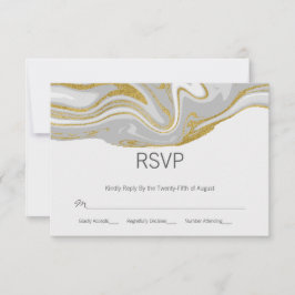 Moderne RSVP-Karte für Marmor und Gold-Hochzeiten RSVP Karte