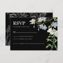 Moderne RSVP-Karte für Schwarz-Weiß-Blumenzehen