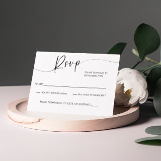 Moderne RSVP-Karte für Schwarz-Weiß-Hochzeit RSVP Karte