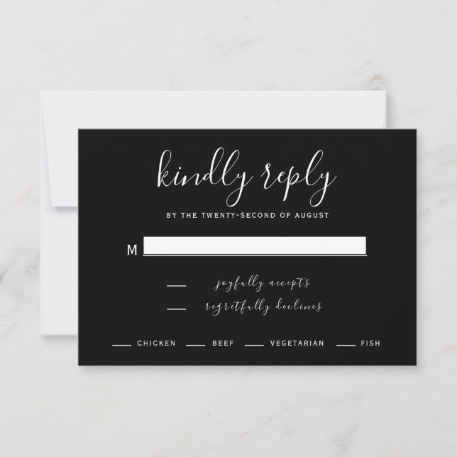Moderne RSVP-Karte für Schwarz-Weiß-Hochzeit RSVP Karte (Vorderseite)
