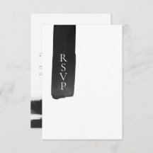 Moderne RSVP-Karte für Schwarz + Weiß Tinte